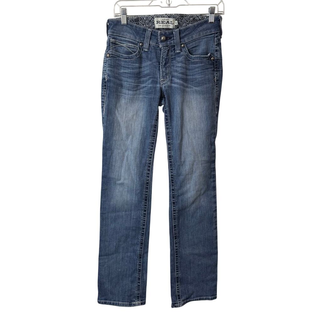 Ariat Women's Jeans Mid Rise‎ Icon Stackable Straight Leg Blue Denim Western 27R